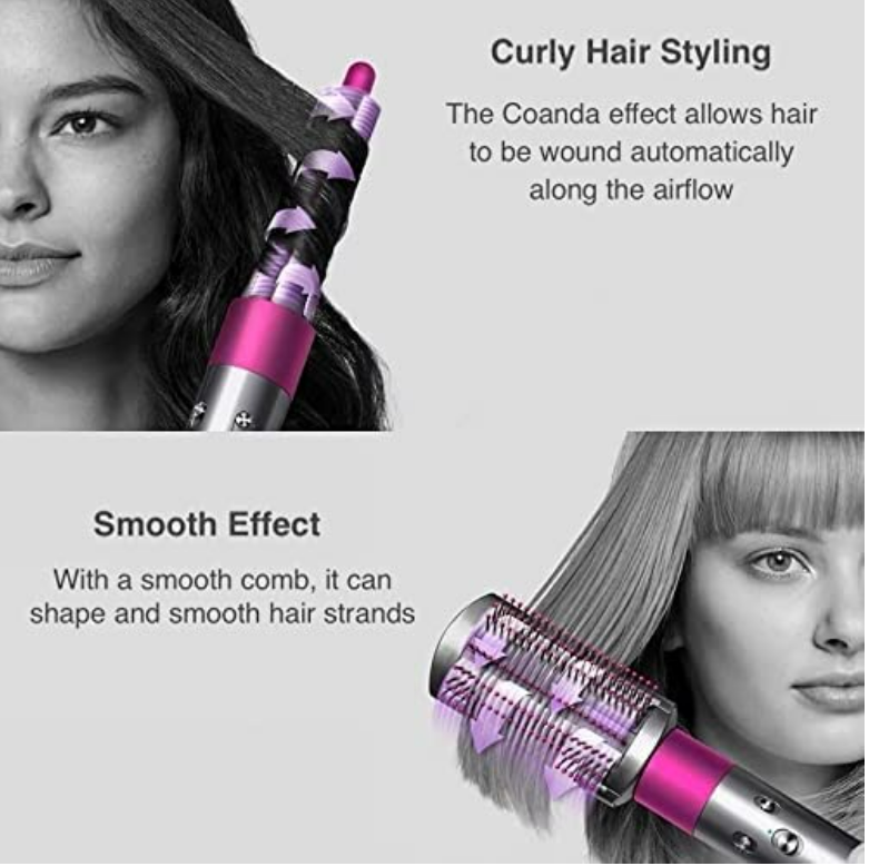 5 in 1 Multifunctional Hair Dryer Styling Tool, Detachable 5-in-1 Multi-Head Hot Air Comb, The Negative Ion Automatic Suction Hair Curler