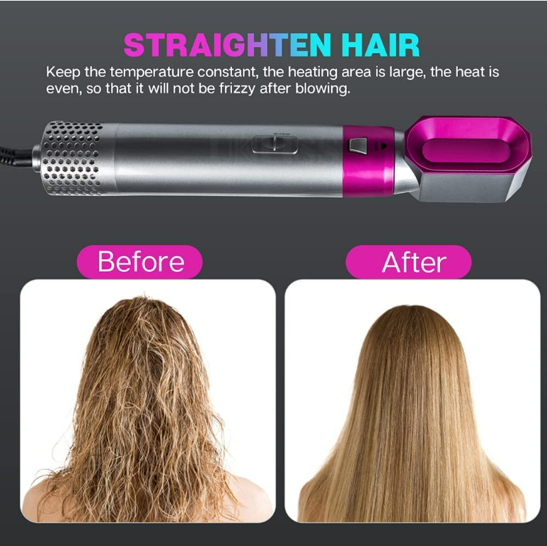5 in 1 Multifunctional Hair Dryer Styling Tool, Detachable 5-in-1 Multi-Head Hot Air Comb, The Negative Ion Automatic Suction Hair Curler