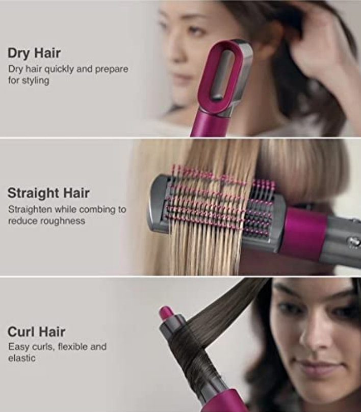 5 in 1 Multifunctional Hair Dryer Styling Tool, Detachable 5-in-1 Multi-Head Hot Air Comb, The Negative Ion Automatic Suction Hair Curler