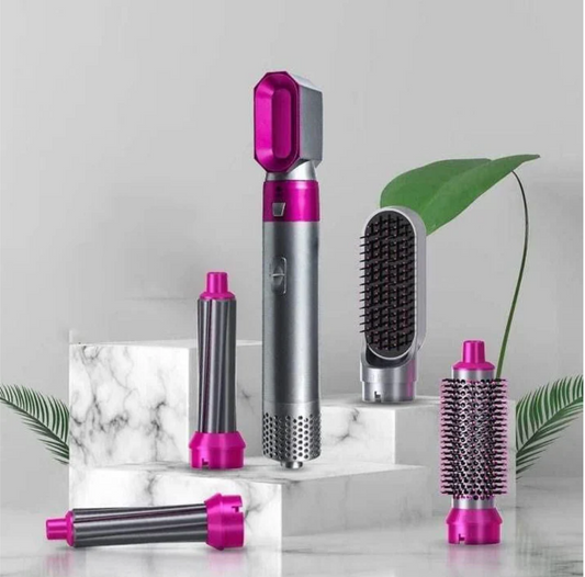 5 in 1 Multifunctional Hair Dryer Styling Tool, Detachable 5-in-1 Multi-Head Hot Air Comb, The Negative Ion Automatic Suction Hair Curler